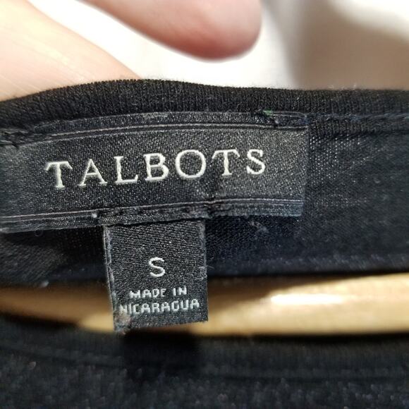 Talbots shirt small Black Sheer Sparkle Striped Long sleeve - Picture 3 of 3